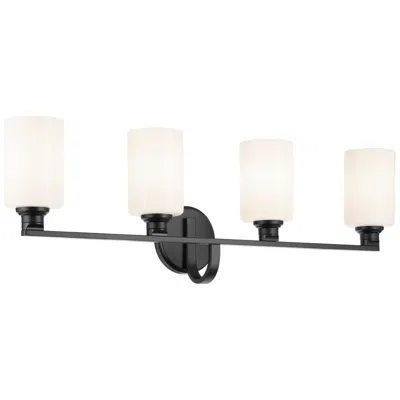 Kichler Gioe 4-light Black Vanity Light With Opal Fluted Glass Shades