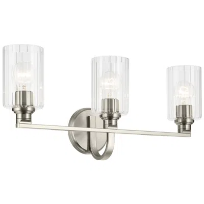 Kichler Gioe Brushed Nickel Bath 3lt With Clear Fluted Glass