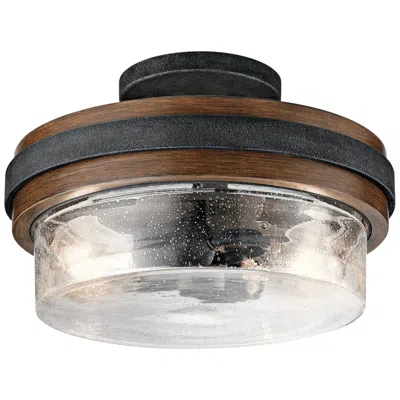 Kichler Grand Bank 12" Wide Auburn Stained 2-light Ceiling Light