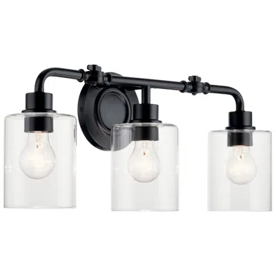 Kichler Gunnison 24" Wide Black 3-light Bath Light W/ Clear Glass