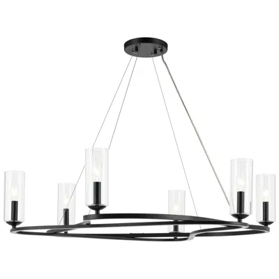 Kichler Harpin 37.75 Inch 6 Light Chandelier With Clear Glass In Black