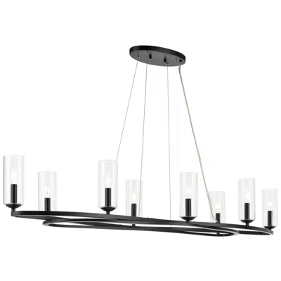 Kichler Harpin 52.5 Inch 8 Light Linear Chandelier With Clear Glass In Black
