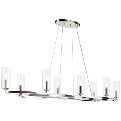 Kichler Harpin 8 Light Linear Chandelier Clear Glass In Polished Nickel