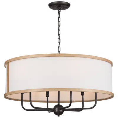 Kichler Heddle 30 1/2" Wide Anvil Iron 6-light Drum Pendant