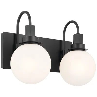 Kichler Hex 14.25 Inch 2 Light Vanity With Opal Glass In Black