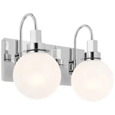 Kichler Hex 14.25 Inch 2 Light Vanity With Opal Glass In Chrome