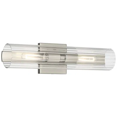Kichler Jemsa 18" 2-light Brushed Nickel Wall Sconce W/ Clear Fluted Glass In Metallic