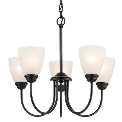 Kichler Jolie 18.5-in 5-light Chandelier With Satin Etched Glass In Black