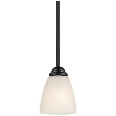 Kichler Jolie 1-light Black Etched Glass Bell Mini Hanging Pendant Light