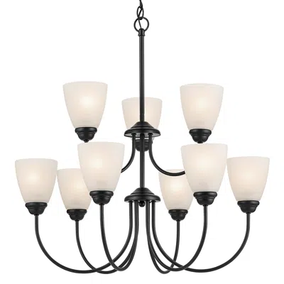 Kichler Jolie 28-in 9-light Chandelier With Satin Etched Glass In Black