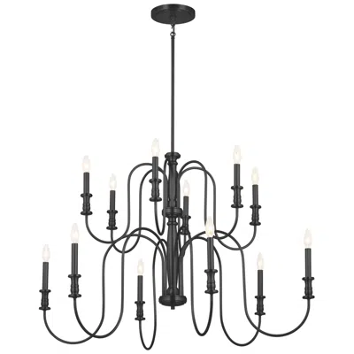 Kichler Karthe 42" Wide Black 12-light 2-tier Chandelier