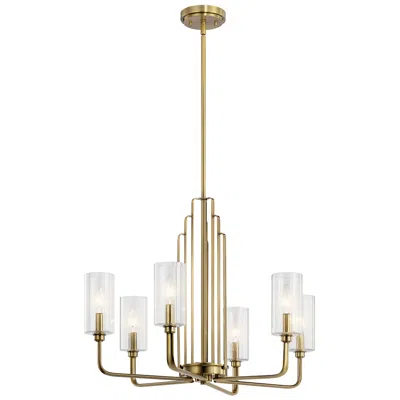 Kichler Kimrose 27" Wide Six Light Modern Brass Finish Chandelier