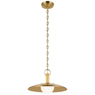 Kichler Kurio 16" 1-light Pendant With Etched Opal Glass In Lacquered Brass