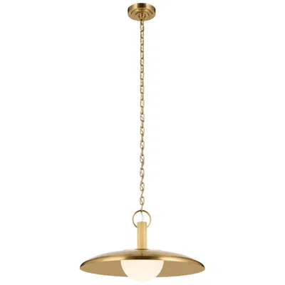 Kichler Kurio 22" 1-light Pendant With Etched Opal Glass In Lacquered Brass