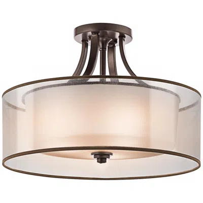 Kichler Lacey 20" Wide Bronze Double Shade Drum Ceiling Light