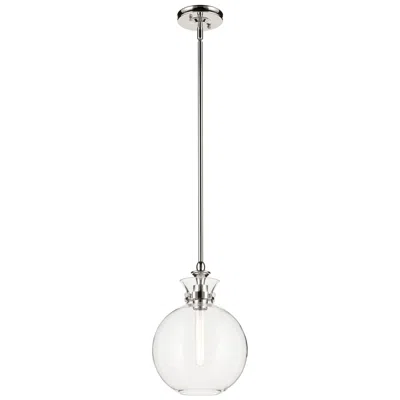 Kichler Laria 10.25 Inch 1 Light Pendant Clear Glass In Polished Nickel