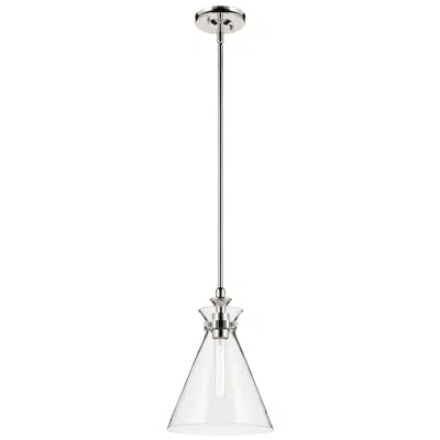 Kichler Laria 10.5 Inch 1 Light Pendant With Clear Glass In Polished Nickel