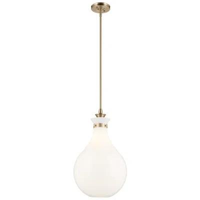 Kichler Laria 14 Inch 1 Light Pendant With Opal Glass In Champagne Bronze