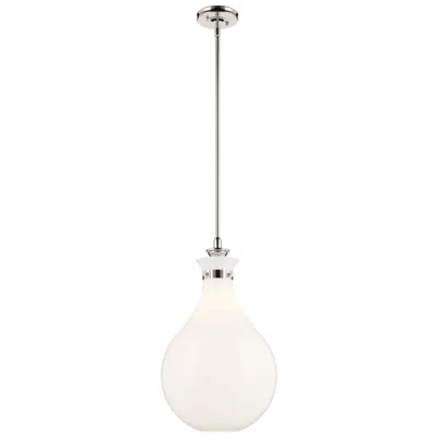 Kichler Laria 14 Inch 1 Light Pendant With Opal Glass In Polished Nickel