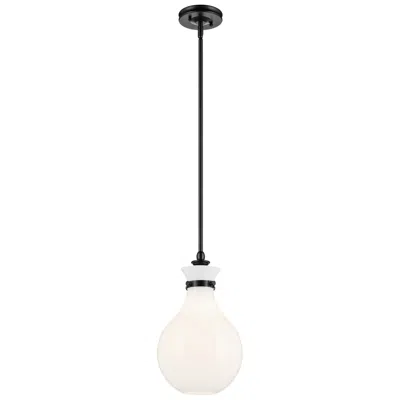 Kichler Laria 9.75 Inch 1 Light Pendant With Opal Glass In Black