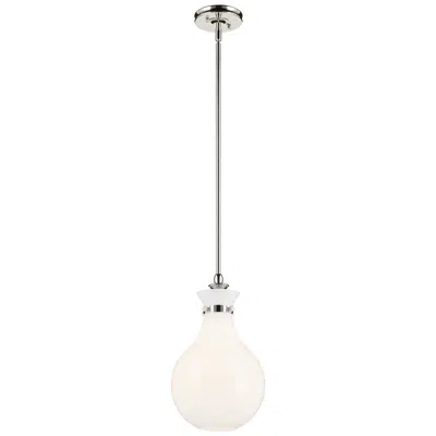 Kichler Laria 9.75 Inch 1 Light Pendant With Opal Glass In Polished Nickel