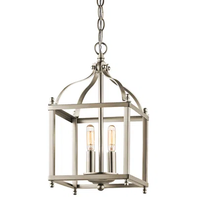 Kichler Larkin 8" Wide 2-light Brushed Nickel Open Cage Mini Pendant
