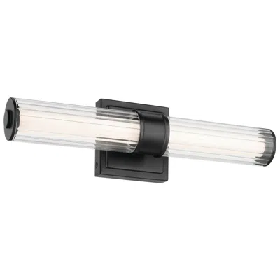 Kichler Laurene Black Bath Bar Small With Clear Fluted Glass