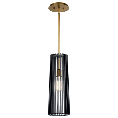 Kichler Linara 6" Wide Black And Natural Brass Mini Pendant