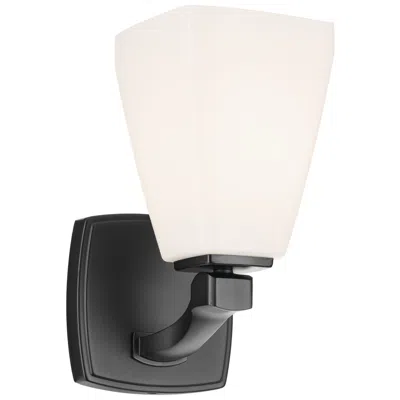 Kichler Marant Black Wall Sconce 1lt With Opal Glass