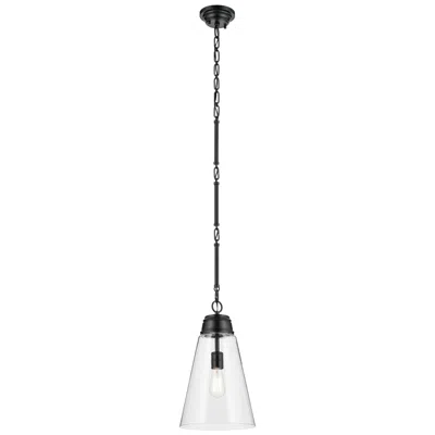Kichler Marsailli Black Pendant Medium 1lt With Clear Glass