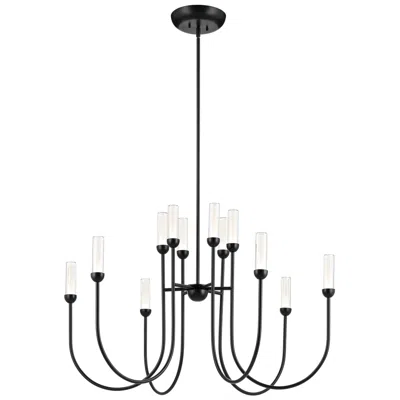 Kichler Moraine 40 Inch Led 12 Light 2-tier Chandelier In Black
