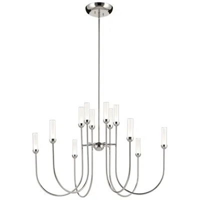 Kichler Moraine 40 Inch Led 12 Light 2-tier Chandelier In Polished Nickel