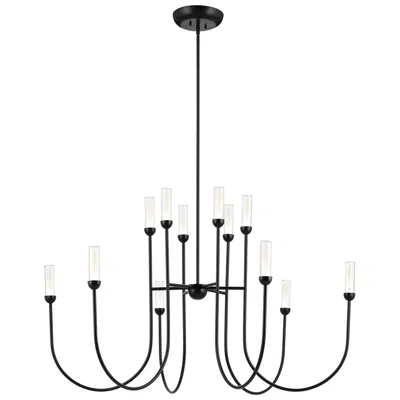 Kichler Moraine 50 Inch Led 12 Light 2-tier Chandelier In Black