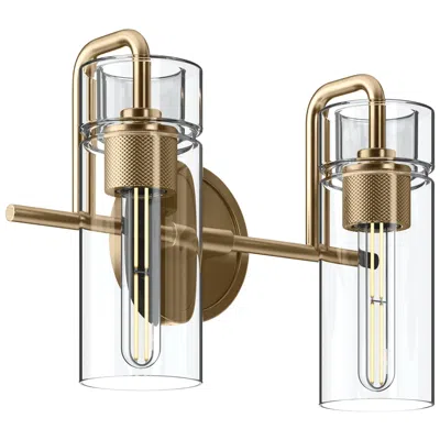 Kichler Niccol 14" 2-light Vanity Light Clear Glass In Champagne Bronze