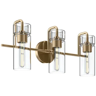 Kichler Niccol 24" 3-light Vanity Light Clear Glass In Champagne Bronze