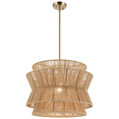 Kichler Ophira 22 Inch 1 Light Pendant With Jute Shade In Champagne Bronze