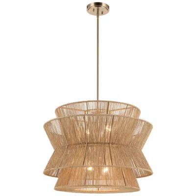 Kichler Ophira 28 Inch 4 Light Pendant With Jute Shade In Champagne Bronze