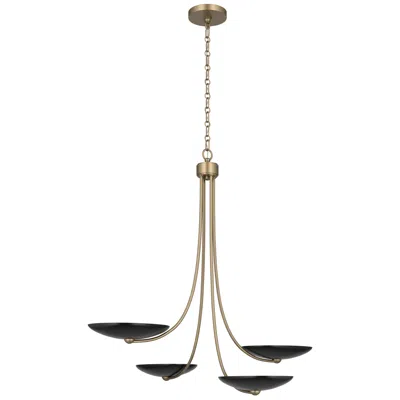 Kichler Palmela 32" 4-lt Chandelier In Champagne Bronze Finish Black Outer