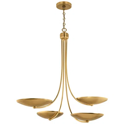 Kichler Palmela 32" 4-lt Chandelier In Lacquered Brass