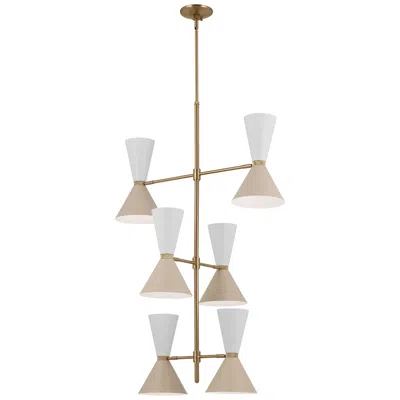 Kichler Phix 50 Inch 12 Light Foyer Chandelier Bronze With Greige And White