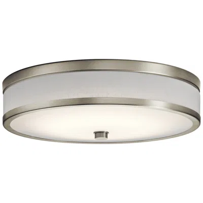 Kichler Pira 15" Modern Nickel And Linen Color Shade Led Ceiling Light In Gray