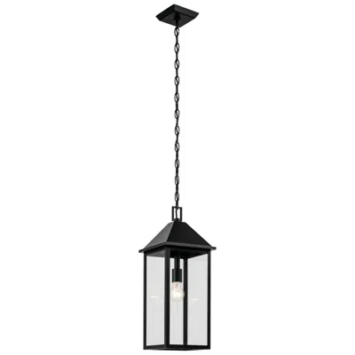 Kichler Prin 22 Inch 1 Light Outdoor Pendant With Clear Glass In Black
