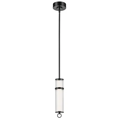 Kichler Riven 15.5 Inch Led 1 Light Pendant With Clear Fluted Glass In Black