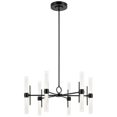 Kichler Riven 33 Inch Led 12 Light Chandelier With Clear Fluted Glass In Black