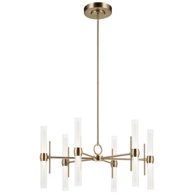 Kichler Riven 33 Inch Led 12 Light Chandelier With Clear Fluted Glass In Cpz