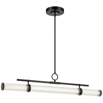 Kichler Riven 48.25 Inch Led Linear Chandelier With Clear Fluted Glass In Black
