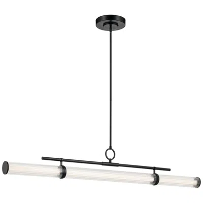 Kichler Riven 60.25 Inch Led Linear Chandelier With Clear Fluted Glass In Black