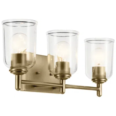 Kichler Shailene Natural Brass Linear Clear Bath 3lt