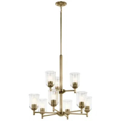 Kichler Shailene Natural Brass Tiered Clear Chandelier 9lt