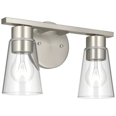 Kichler Stamos 13.25" 2-light Brushed Nickle Vanity Light With Clear Glass In Gray